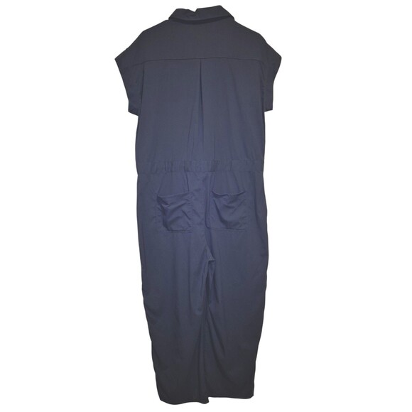 Title Nine Blue Evelyn Jumpsuit Recycled Nylon Blend Size L Collared Pockets - Picture 7 of 7
